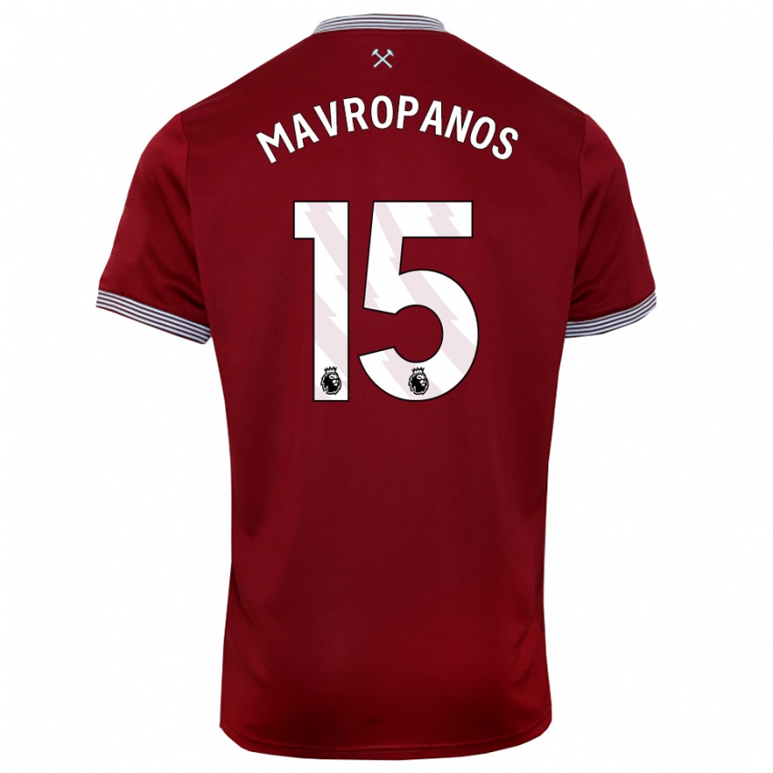 נשים קונסטנטינוס מברופנוס #15 בורדו לבן ג'רזי ביתית 2025/26 חולצה קצרה