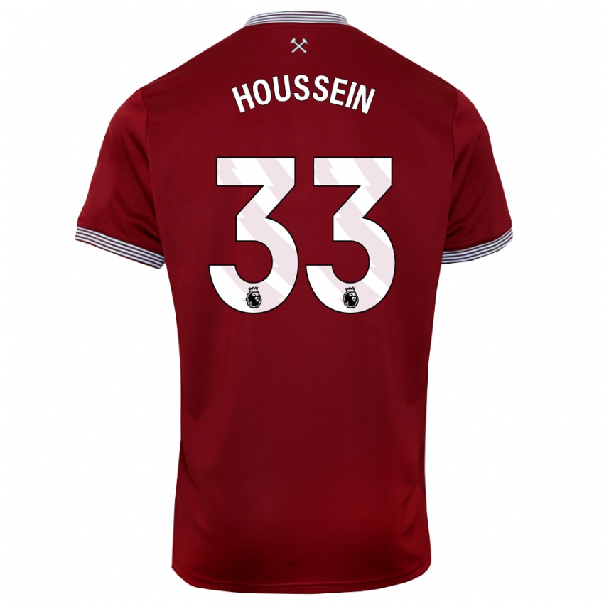 נשים האלי חוסיין #33 בורדו לבן ג'רזי ביתית 2025/26 חולצה קצרה