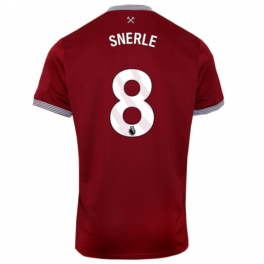נשים אמה סנרלי #8 בורדו לבן ג'רזי ביתית 2025/26 חולצה קצרה