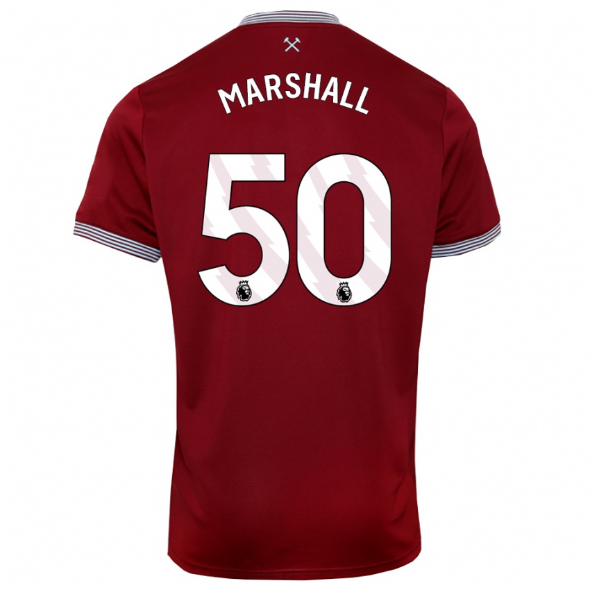 נשים קאלום מרשל #50 בורדו לבן ג'רזי ביתית 2025/26 חולצה קצרה