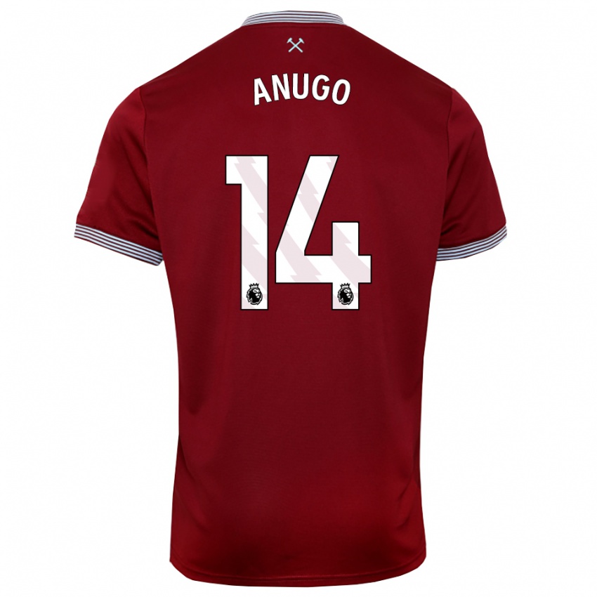 נשים דיוויד אנוגו #14 בורדו לבן ג'רזי ביתית 2025/26 חולצה קצרה