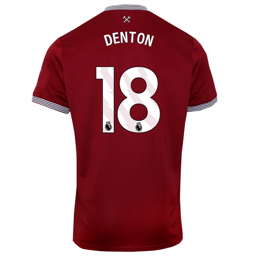 נשים אנוק דנטון #18 בורדו לבן ג'רזי ביתית 2025/26 חולצה קצרה