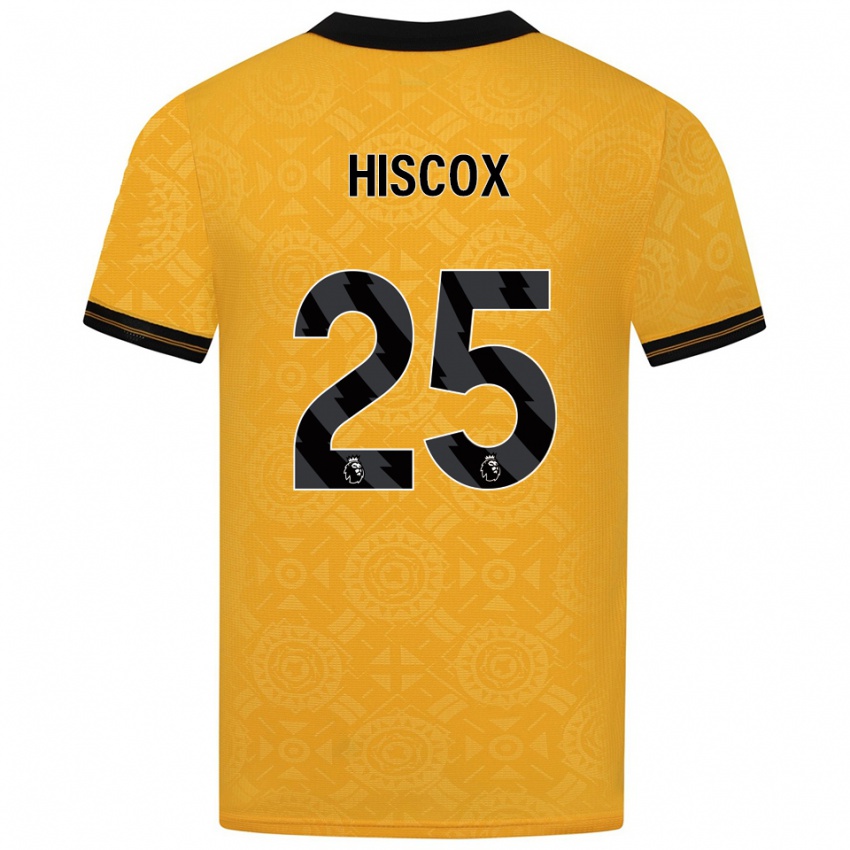 נשים Amelia Hiscox #25 צהוב שחור ג'רזי ביתית 2025/26 חולצה קצרה