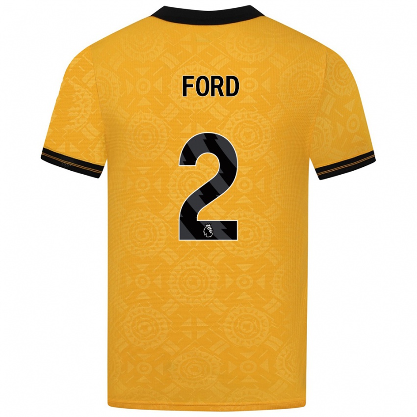 נשים Hayden Ford #2 צהוב שחור ג'רזי ביתית 2025/26 חולצה קצרה