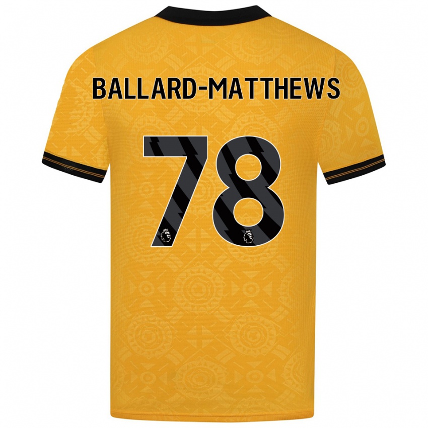 נשים אמיליו בלארד-מת׳יוס #78 צהוב שחור ג'רזי ביתית 2025/26 חולצה קצרה