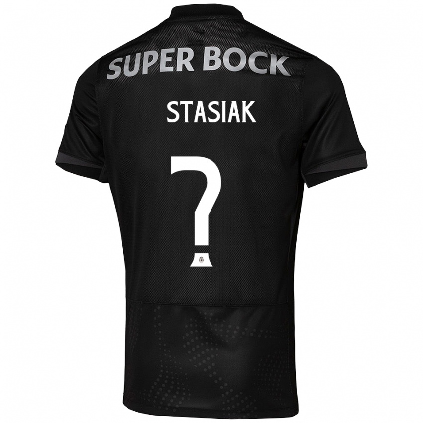 נשים Jakub Stasiak #0 שחור לבן הרחק ג'רזי 2025/26 חולצה קצרה