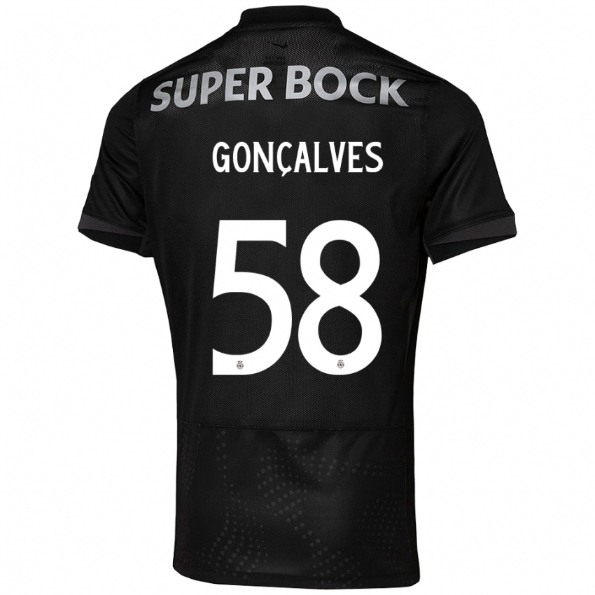 נשים Flávio Gonçalves #58 שחור לבן הרחק ג'רזי 2025/26 חולצה קצרה