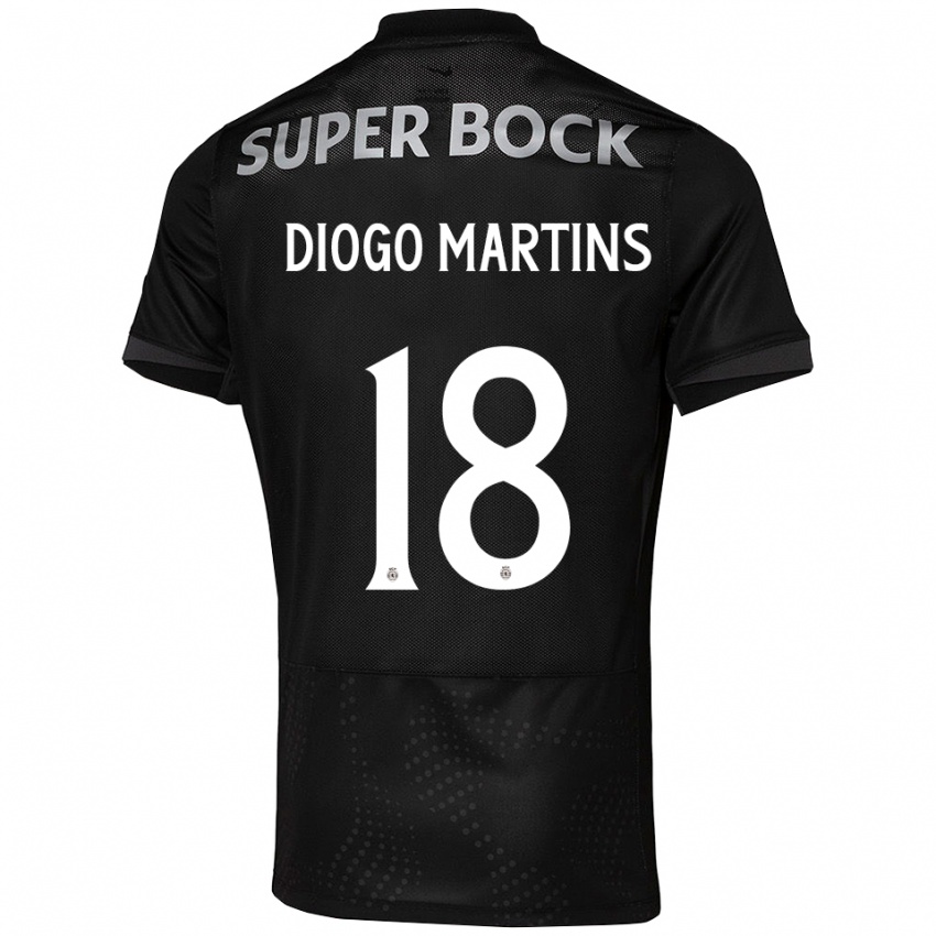 נשים Diogo Martins #18 שחור לבן הרחק ג'רזי 2025/26 חולצה קצרה
