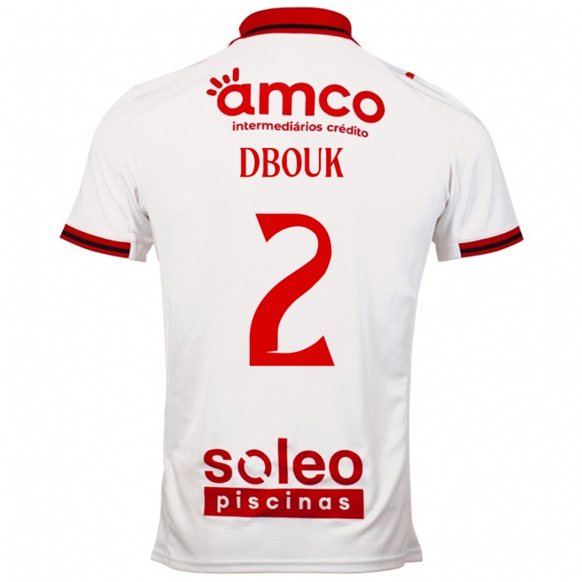 נשים Gabriel Dbouk #2 לבן אדום הרחק ג'רזי 2025/26 חולצה קצרה