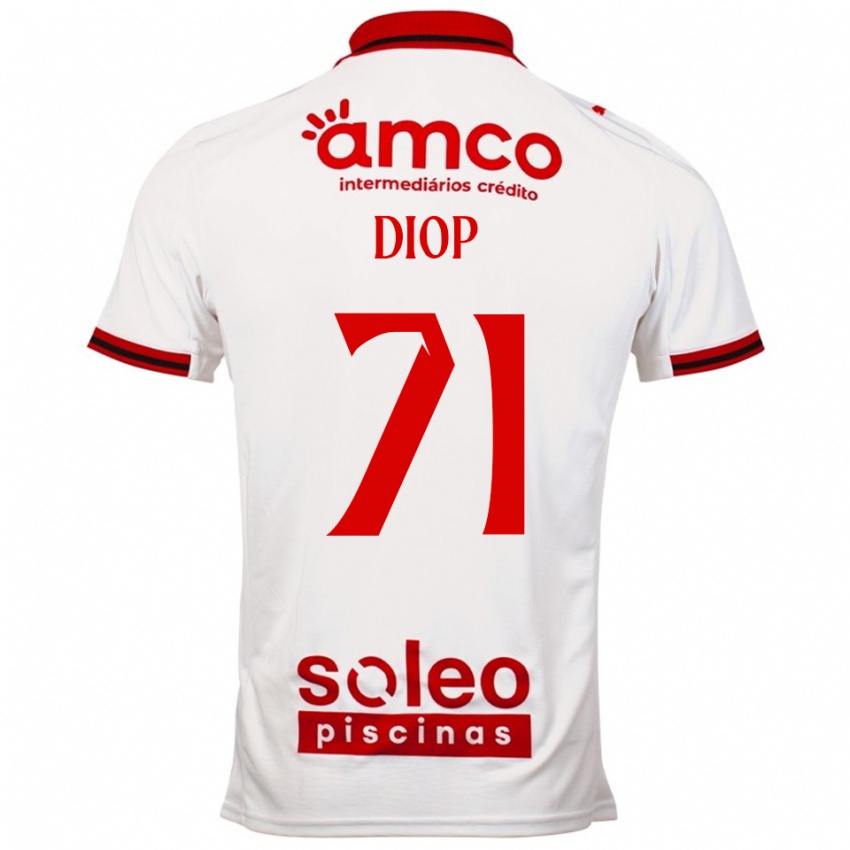 נשים Mamadou Diop #71 לבן אדום הרחק ג'רזי 2025/26 חולצה קצרה
