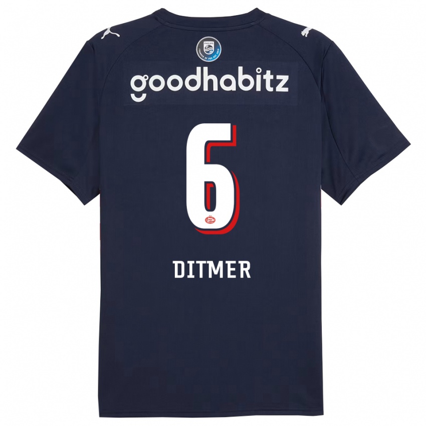 נשים Sébas Ditmer #6 נייבי לבן הרחק ג'רזי 2025/26 חולצה קצרה