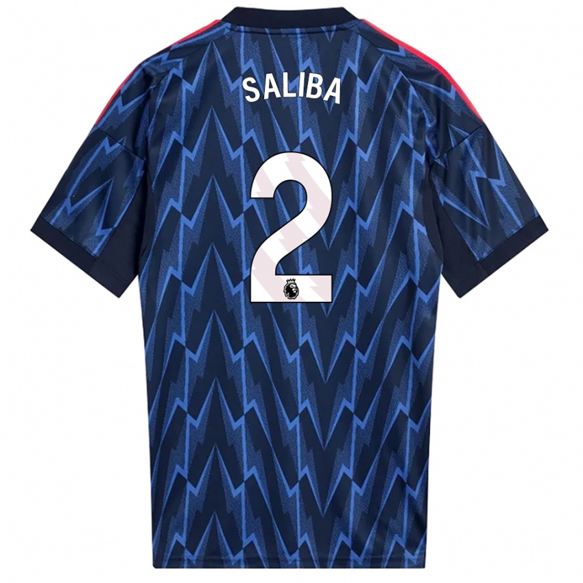 נשים ויליאם סאליבה #2 נייבי אדום הרחק ג'רזי 2025/26 חולצה קצרה