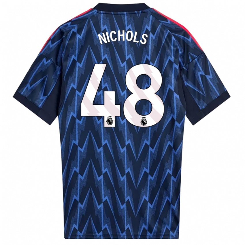 נשים ג'וש ניקולס #48 נייבי אדום הרחק ג'רזי 2025/26 חולצה קצרה