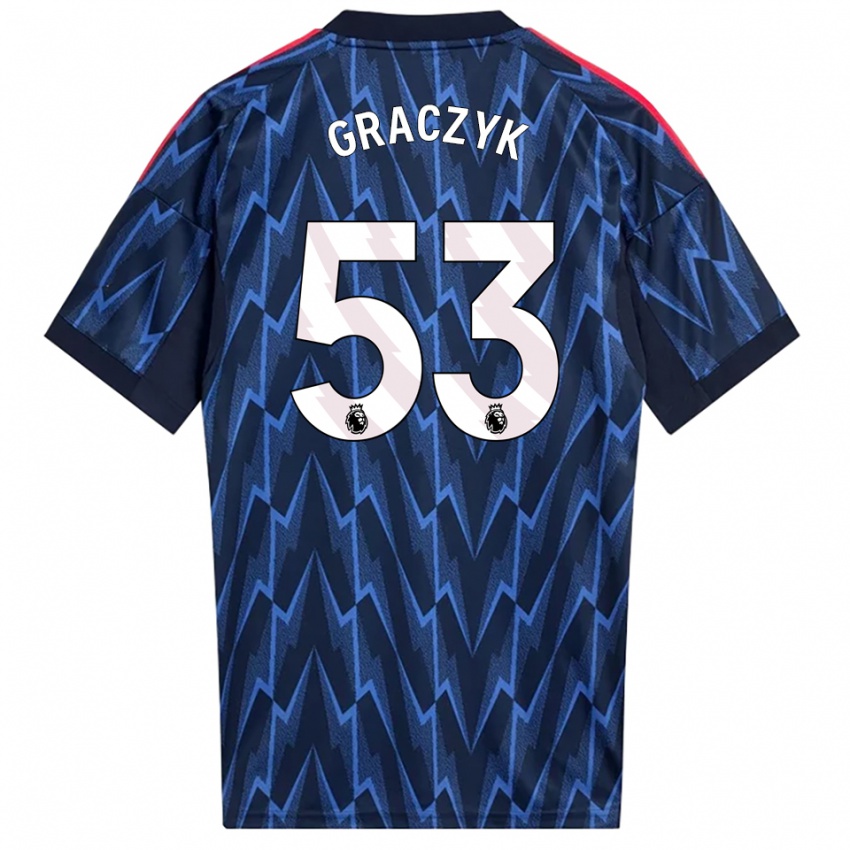 נשים הוברט גראצ׳יק #53 נייבי אדום הרחק ג'רזי 2025/26 חולצה קצרה