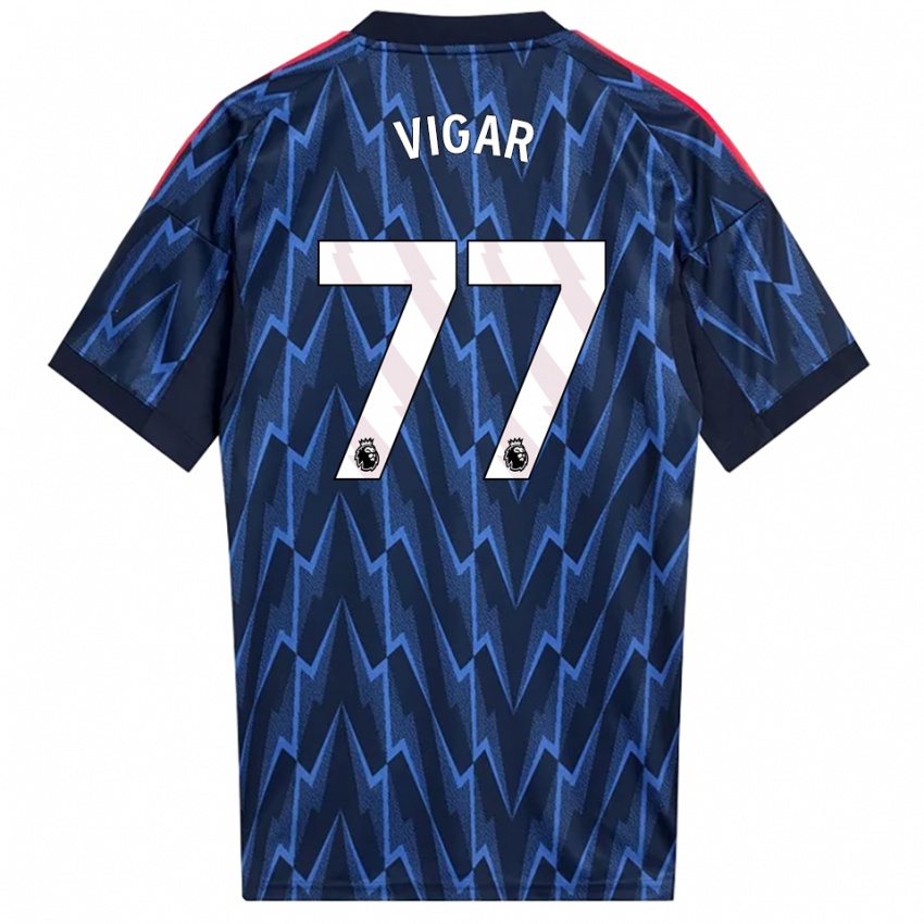 נשים בילי ויגר #77 נייבי אדום הרחק ג'רזי 2025/26 חולצה קצרה