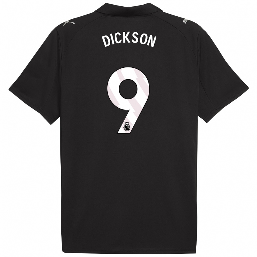 נשים Will Dickson #9 שחור לבן הרחק ג'רזי 2025/26 חולצה קצרה