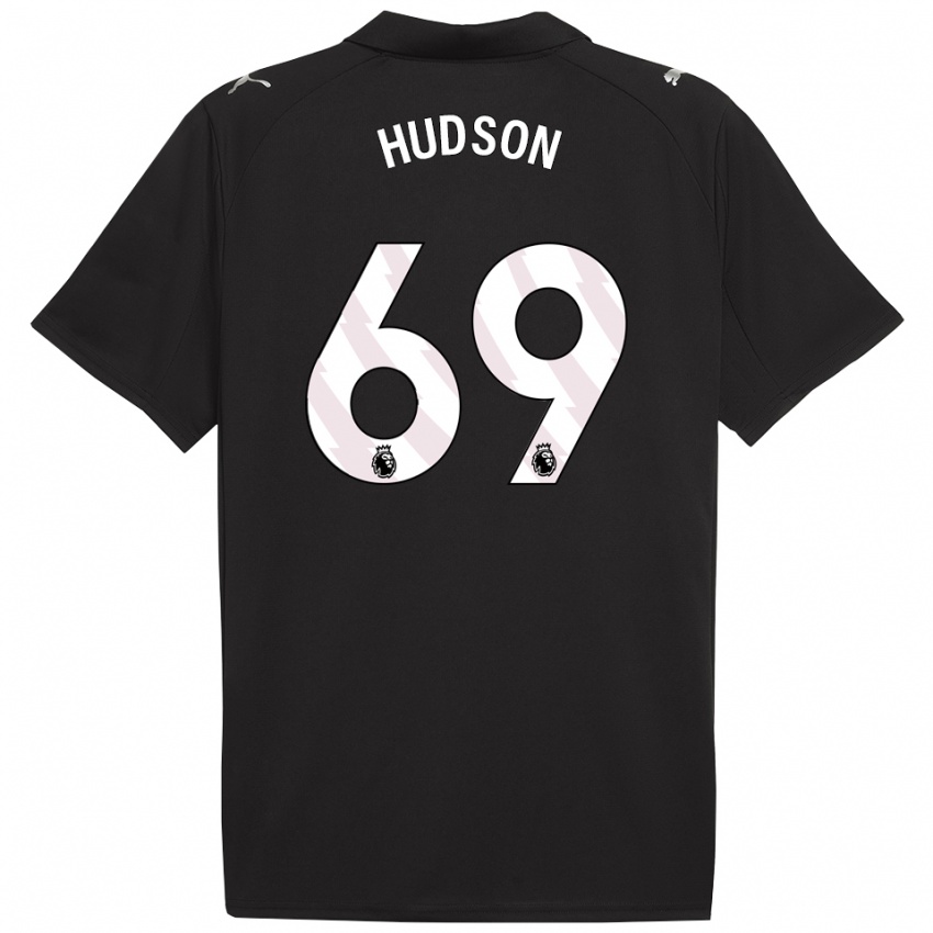 נשים Max Hudson #69 שחור לבן הרחק ג'רזי 2025/26 חולצה קצרה