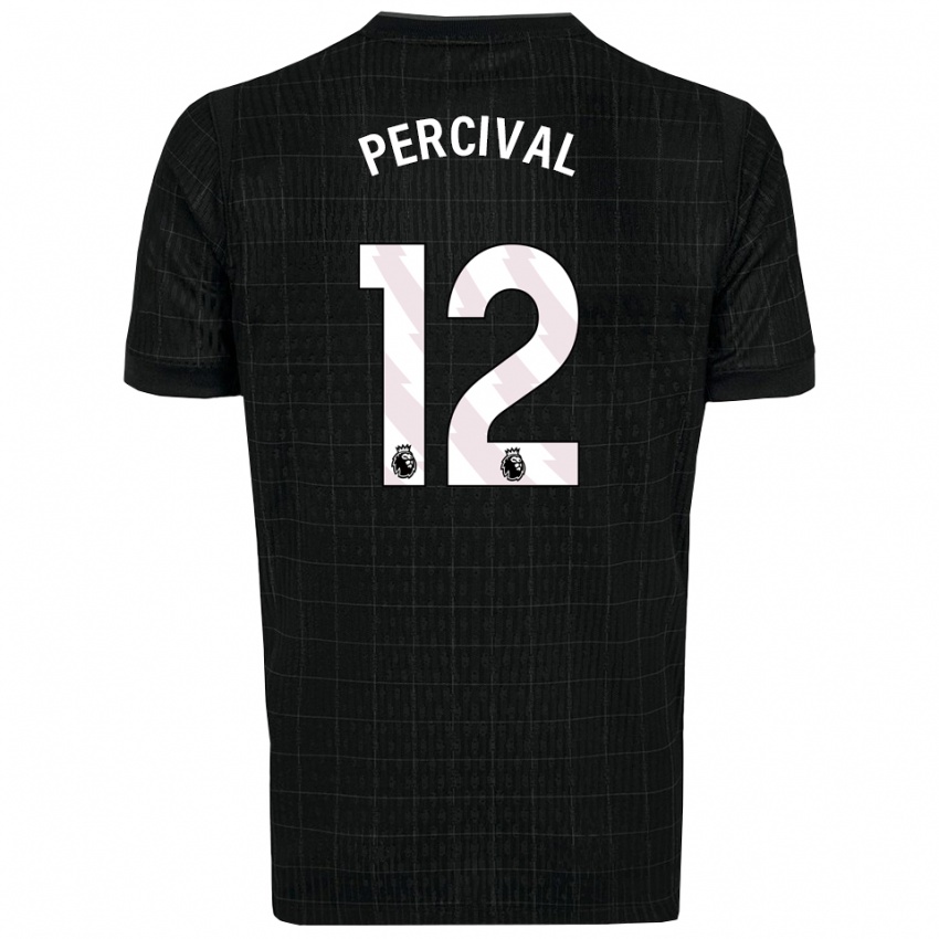 נשים רייה פרסיבל #12 שחור אפור הרחק ג'רזי 2025/26 חולצה קצרה