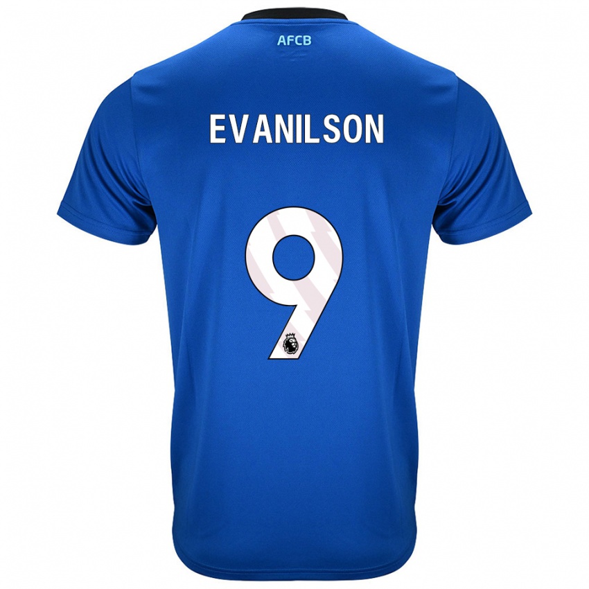 נשים Evanilson #9 כחול שחור הרחק ג'רזי 2025/26 חולצה קצרה