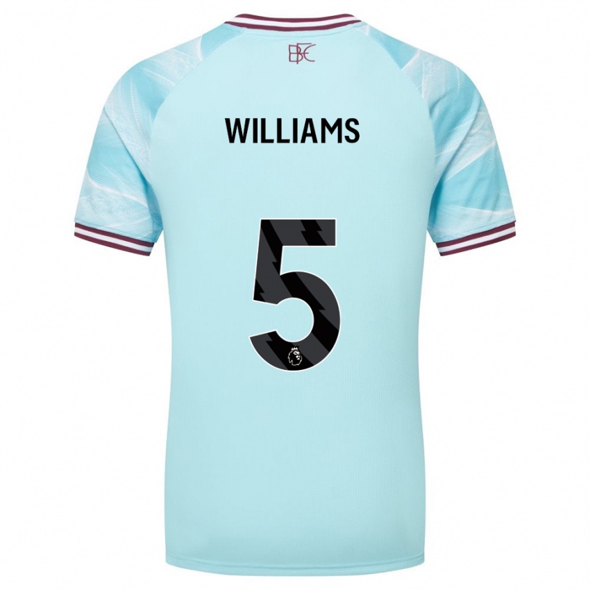 נשים Jesse Williams #5 תכלת בורדו הרחק ג'רזי 2025/26 חולצה קצרה