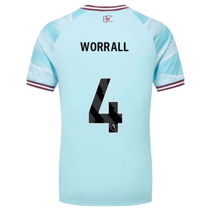 נשים ג'ו וורל #4 תכלת בורדו הרחק ג'רזי 2025/26 חולצה קצרה