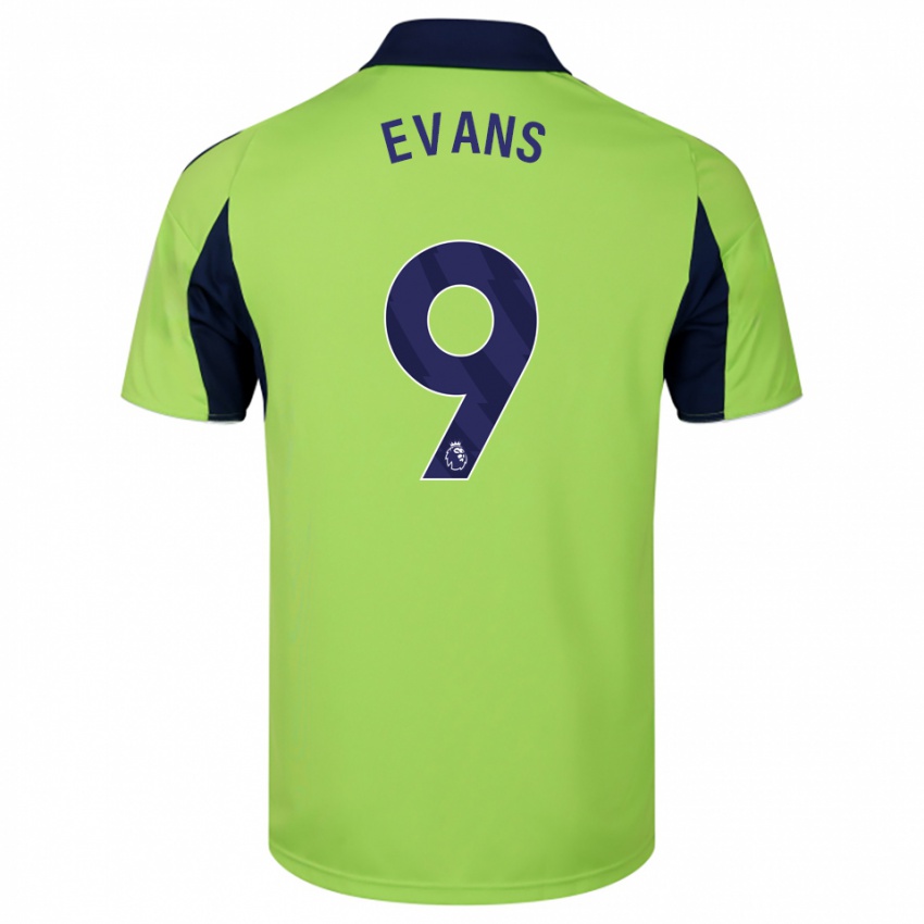נשים Aidan Evans #9 ירוק נייבי לבן הרחק ג'רזי 2025/26 חולצה קצרה