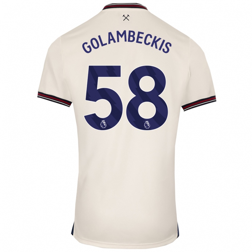 נשים Airidas Golambeckis #58 לבן מלוכלך הרחק ג'רזי 2025/26 חולצה קצרה