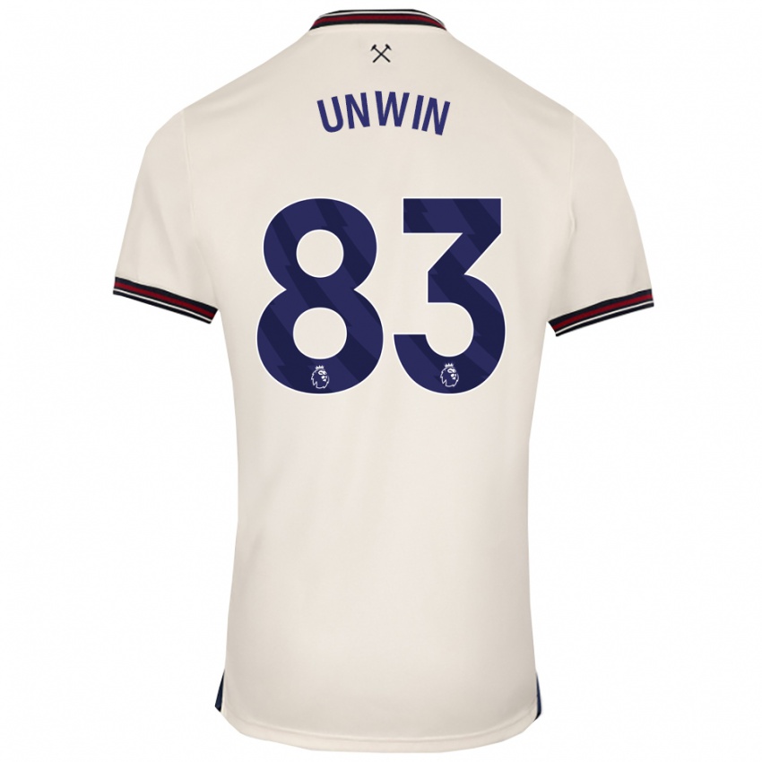 נשים Jonathan Unwin #83 לבן מלוכלך הרחק ג'רזי 2025/26 חולצה קצרה