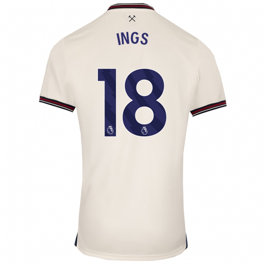 נשים דני אינגס #18 לבן מלוכלך הרחק ג'רזי 2025/26 חולצה קצרה