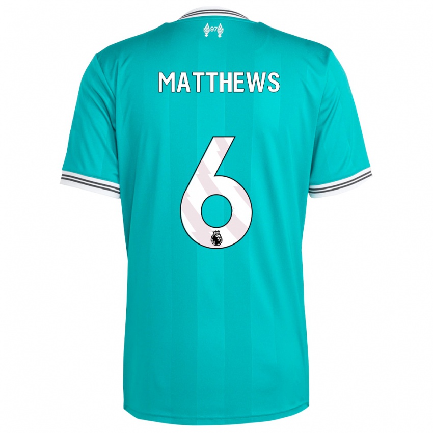 נשים ג'סמין מת׳יוס #6 ירוק לבן ג'רזי קיט שלישי 2025/26 חולצה קצרה