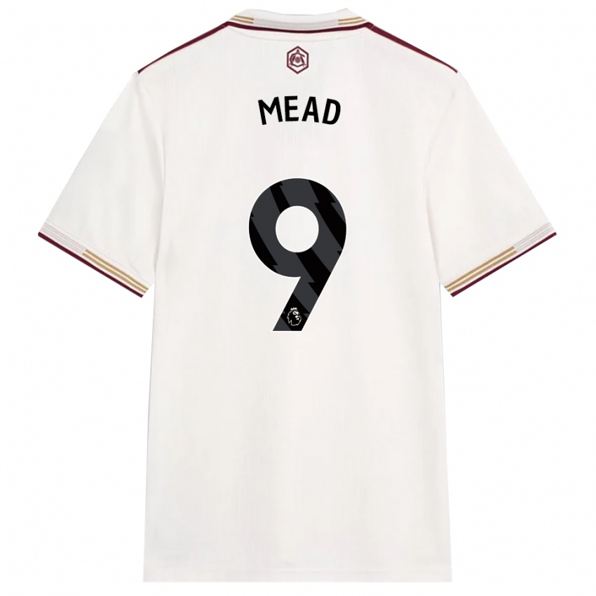 נשים בת' מיד #9 לבן מלוכלך בורדו ג'רזי קיט שלישי 2025/26 חולצה קצרה