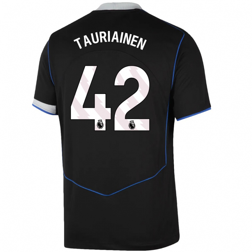 נשים Jimi Tauriainen #42 שחור כחול כסוף ג'רזי קיט שלישי 2025/26 חולצה קצרה