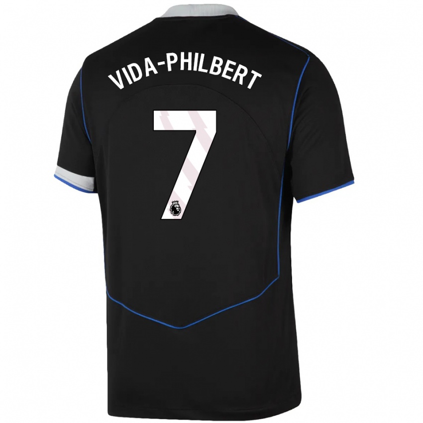 נשים Joel Vida-Philbert #7 שחור כחול כסוף ג'רזי קיט שלישי 2025/26 חולצה קצרה