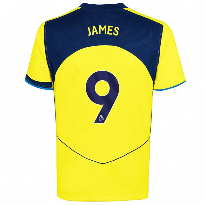 נשים הרבי ג'יימס #9 צהוב נייבי ג'רזי קיט שלישי 2025/26 חולצה קצרה