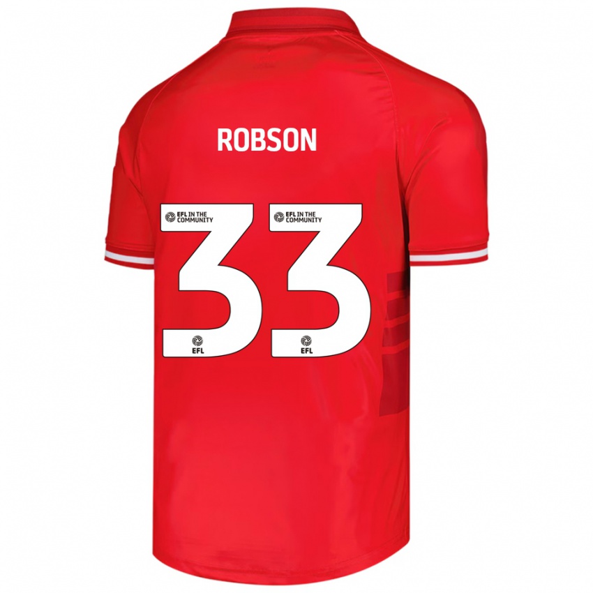 ילדים Robson Woodcock #33 אדום לבן ג'רזי ביתית 2025/26 חולצה קצרה