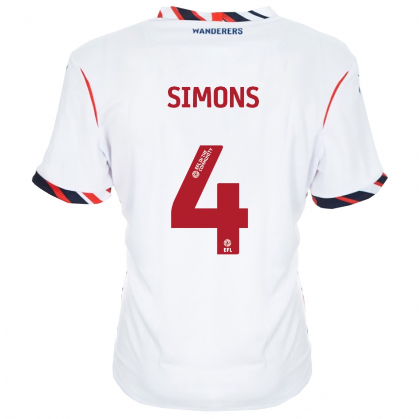 ילדים גזבייה סימונס #4 לבן אדום ג'רזי ביתית 2025/26 חולצה קצרה