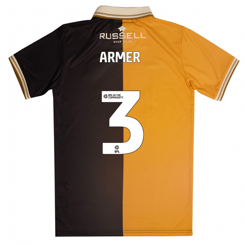 ילדים ג'ק ארמר #3 צהוב שחור ג'רזי ביתית 2025/26 חולצה קצרה