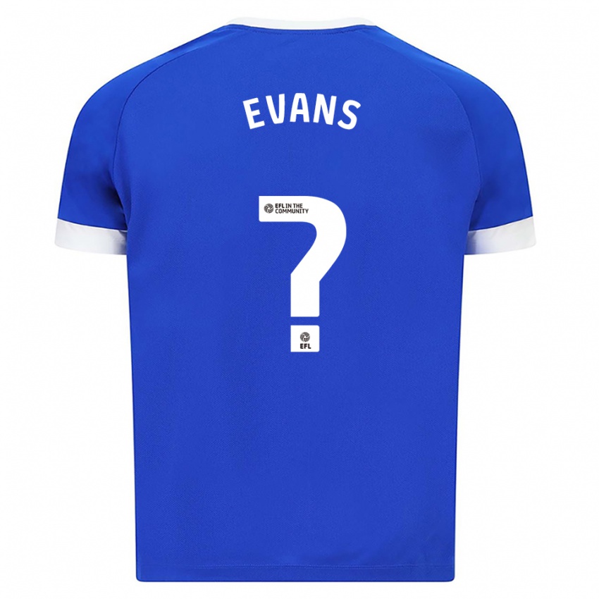 ילדים Grufydd Evans #0 כחול לבן ג'רזי ביתית 2025/26 חולצה קצרה