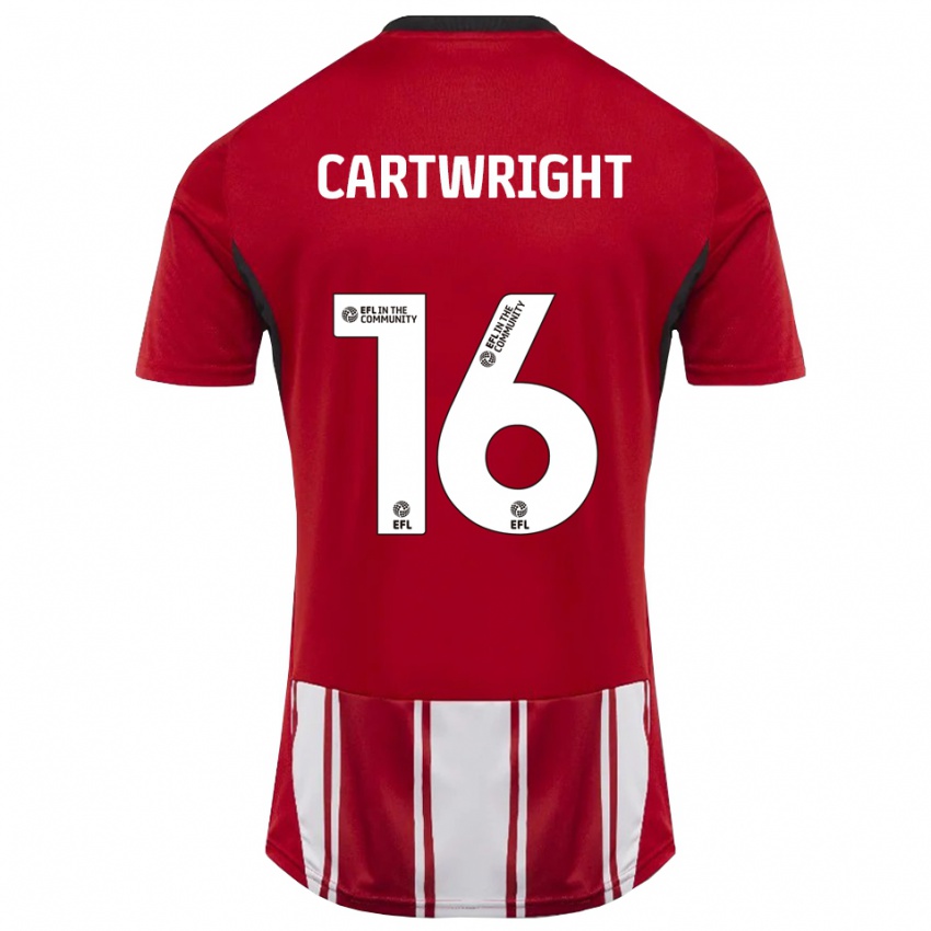 ילדים Liam Cartwright #16 אדום לבן שחור ג'רזי ביתית 2025/26 חולצה קצרה