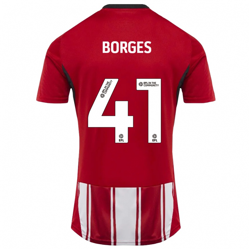 ילדים פדרו בורז׳ס #41 אדום לבן שחור ג'רזי ביתית 2025/26 חולצה קצרה