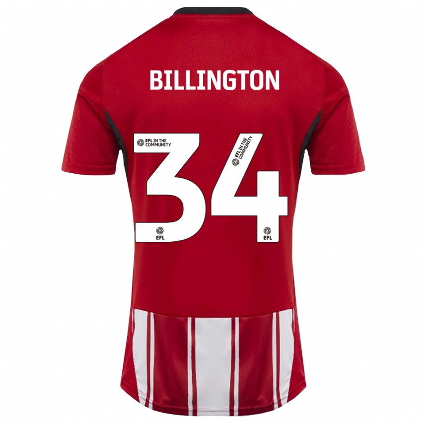 ילדים Gabe Billington #34 אדום לבן שחור ג'רזי ביתית 2025/26 חולצה קצרה