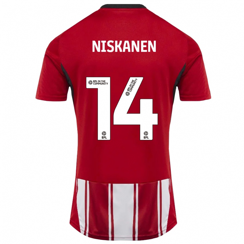 ילדים אילמארי ניסקנן #14 אדום לבן שחור ג'רזי ביתית 2025/26 חולצה קצרה