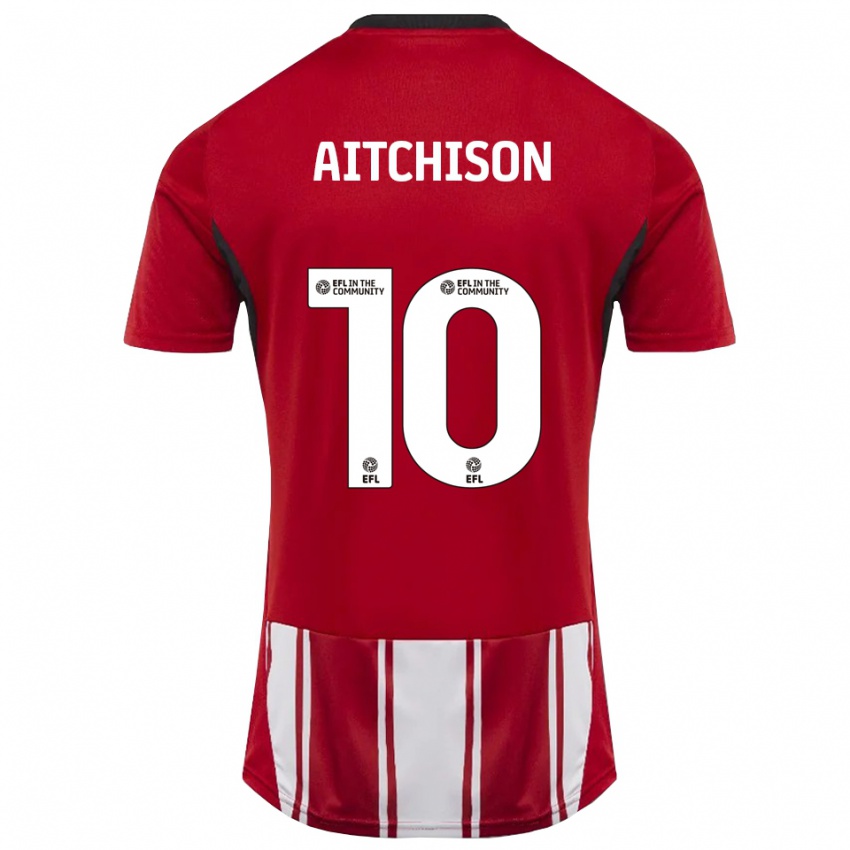 ילדים ג'ק אייצ'יסון #10 אדום לבן שחור ג'רזי ביתית 2025/26 חולצה קצרה