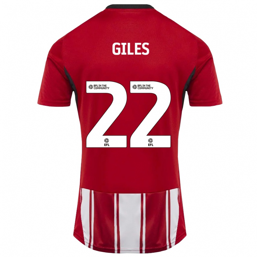 ילדים Olivia Giles #22 אדום לבן שחור ג'רזי ביתית 2025/26 חולצה קצרה