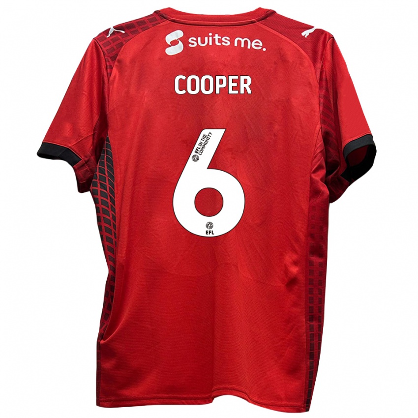 ילדים Brandon Cooper #6 אדום שחור ג'רזי ביתית 2025/26 חולצה קצרה