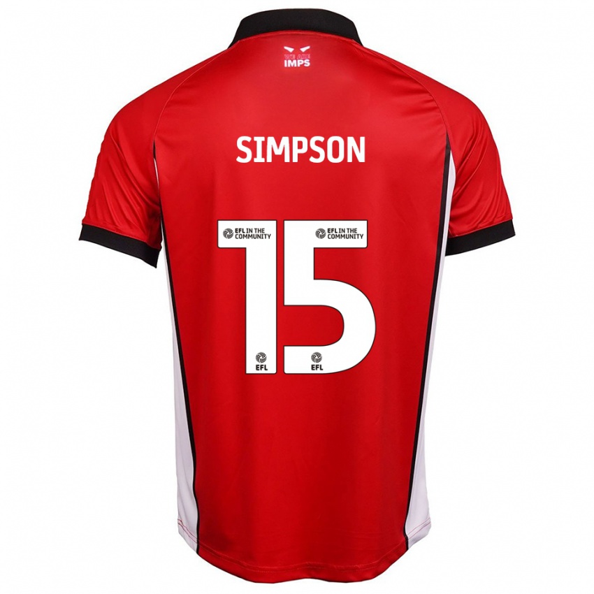 ילדים ג'ון סימפסון #15 אדום לבן ג'רזי ביתית 2025/26 חולצה קצרה