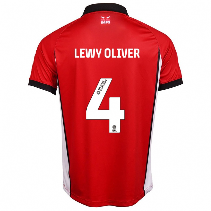 ילדים Lewy Oliver #4 אדום לבן ג'רזי ביתית 2025/26 חולצה קצרה