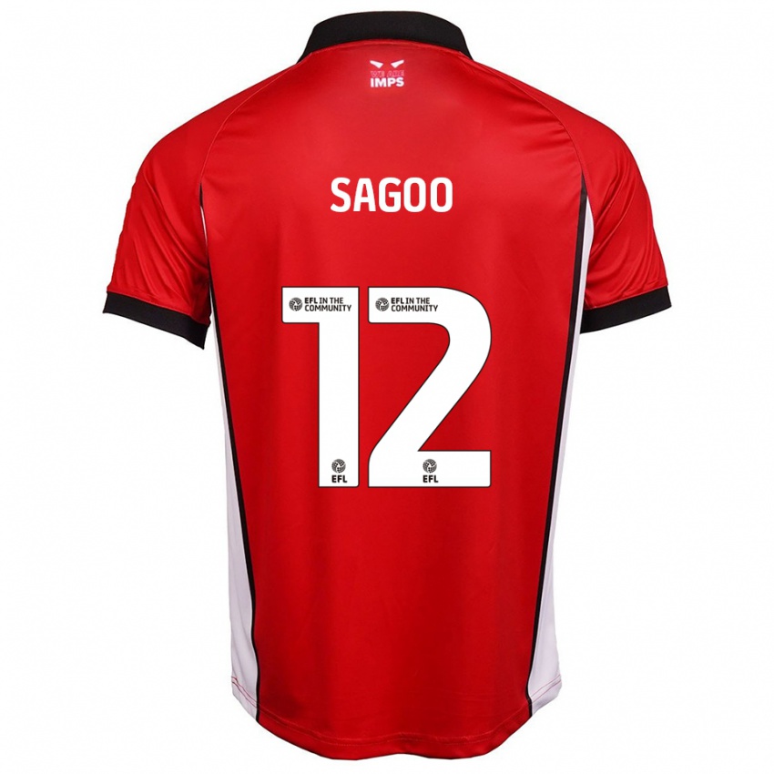 ילדים Kian Sagoo #12 אדום לבן ג'רזי ביתית 2025/26 חולצה קצרה