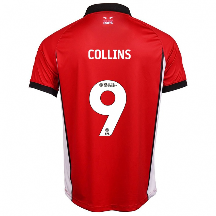 ילדים ג'יימס קולינס #9 אדום לבן ג'רזי ביתית 2025/26 חולצה קצרה