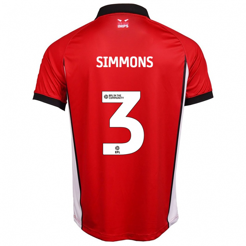ילדים נועה סימונס #3 אדום לבן ג'רזי ביתית 2025/26 חולצה קצרה